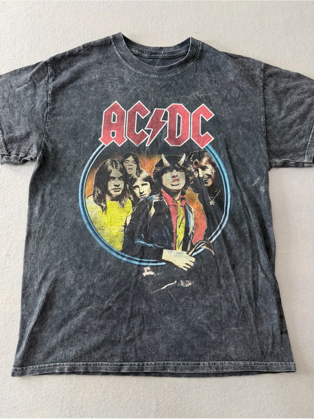 181/182 AC/DC T-Shirt Mens M Gray  Wash Highway To Hell 1979 Tour Graphic